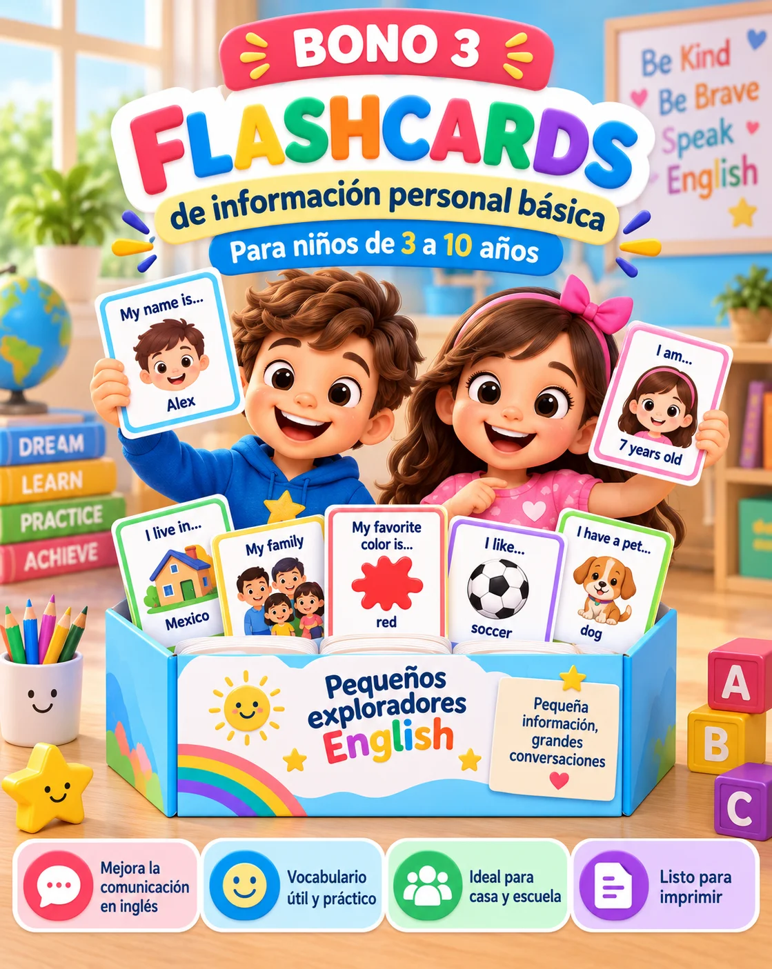 Tarjetas de información personal con casa, teléfono y etiqueta de nombre