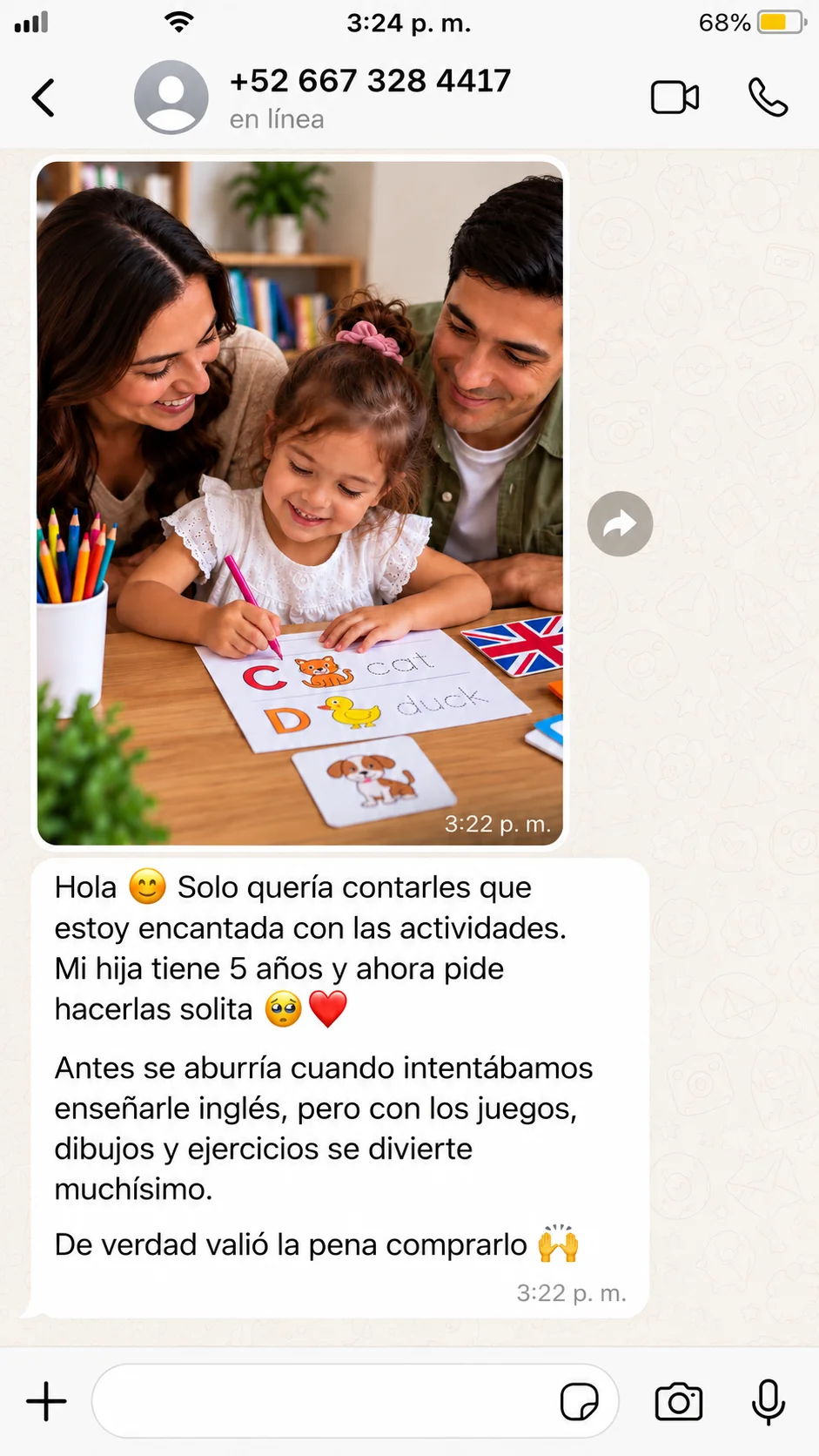 Testimonio de una familia sobre las actividades de inglés 3