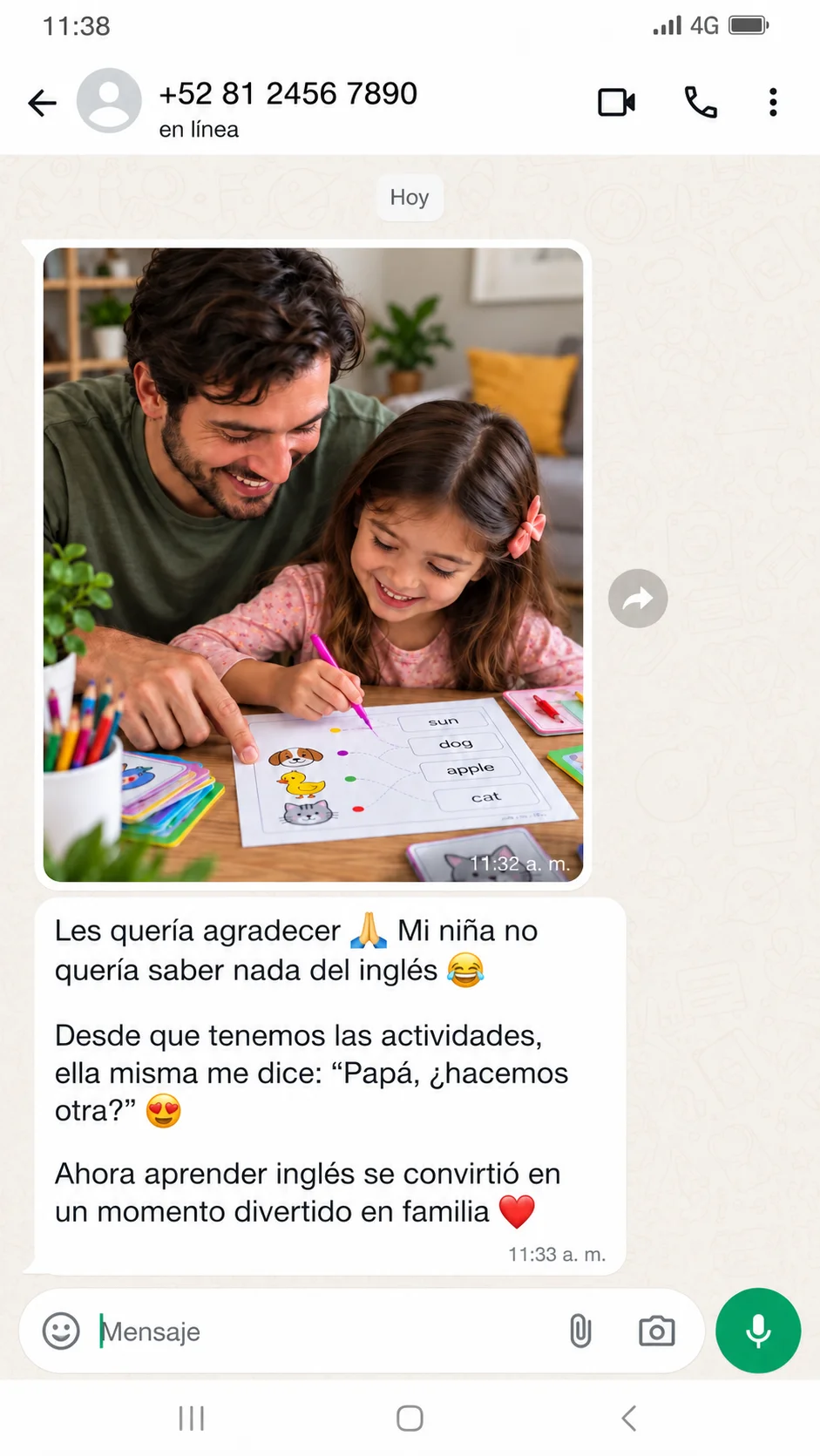 Testimonio de una familia sobre las actividades de inglés 4