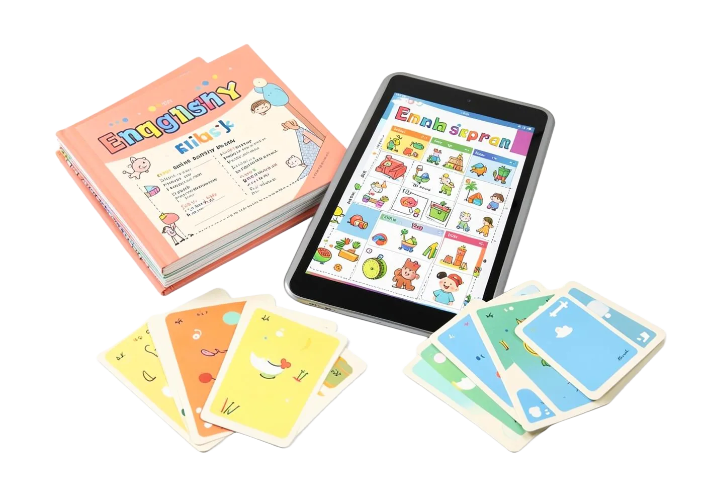 Pack completo Pequeños Exploradores English: cuadernillos, tablet y los 4 sets de flashcards de regalo